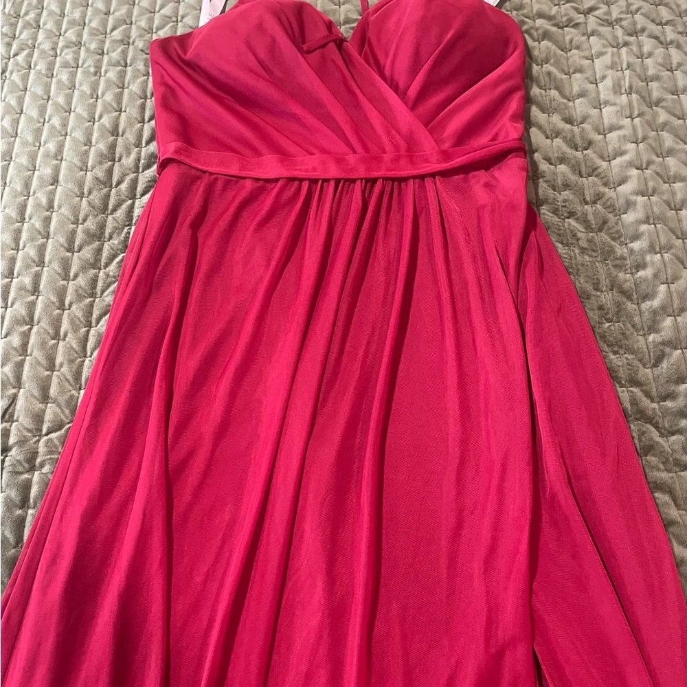 Azazie burgundy maroon maxi‎ dress spaghetti straps size 8A wedding bridesmaid